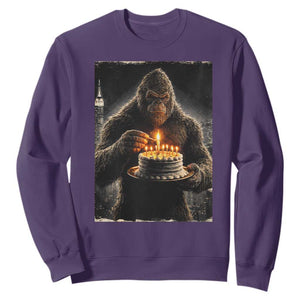 Funny Birthday Bigfoot Sweatshirt Sasquatsch Bday Party Vintage Graphic Japanese Art TS10 Purple Print Your Wear