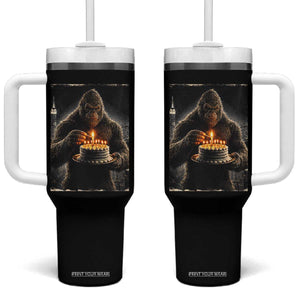 Funny Birthday Bigfoot Tumbler With Handle Sasquatsch Bday Party Vintage Graphic Japanese Art TS10 One Size: 40 oz Black Print Your Wear