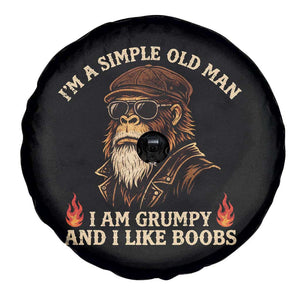 Funny Man Saying Spare Tire Cover Im A Simple Old Man I Am Grumpy And Like Boobs Bigfoot Gag Gift TS10 Print Your Wear
