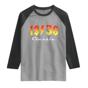 90th Birthday Raglan Shirt Classic Born 1936 Turning 90 Year Old TS10 Sport Gray Black Print Your Wear