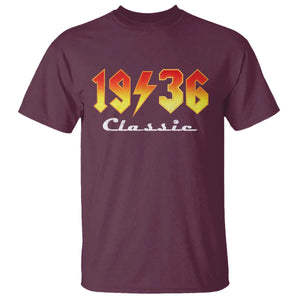 90th Birthday T Shirt Classic Born 1936 Turning 90 Year Old TS10 Maroon Print Your Wear