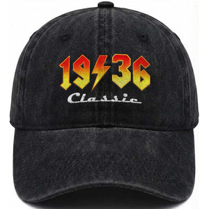 90th Birthday Washed Cotton Baseball Cap Classic Born 1936 Turning 90 Year Old TS10 Washed Cap Universal Fit Black Print Your Wear
