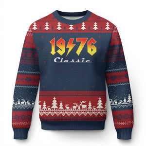 50th Birthday Ugly Christmas Sweater Classic Born 1976 Turning 50 Year Old TS10 Navy Red Print Your Wear