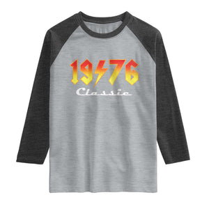 50th Birthday Raglan Shirt Classic Born 1976 Turning 50 Year Old TS10 Heather Gray Heather Charcoal Print Your Wear