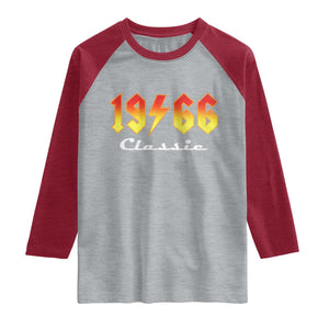 60th Birthday Raglan Shirt Classic Born 1966 Turning 60 Year Old TS10 Heather Gray Heather Red Print Your Wear