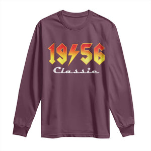 70th Birthday Long Sleeve Shirt Classic Born 1956 Turning 70 Year Old TS10 Maroon Print Your Wear