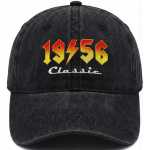 70th Birthday Washed Cotton Baseball Cap Classic Born 1956 Turning 70 Year Old TS10 Washed Cap Universal Fit Black Print Your Wear