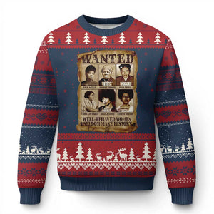 Black Women History Ugly Christmas Sweater Well Behaved Women Rarely Make History Melanin TS10 Navy Red Print Your Wear