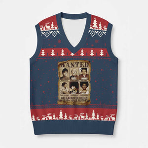 Black Women History V-Neck Knit Sweater Vest Well Behaved Women Rarely Make History Melanin TS10 Navy Red Print Your Wear