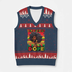 Black Women Unapologetically Dope V-Neck Knit Sweater Vest Juneteenth Black History TS10 Navy Red Print Your Wear