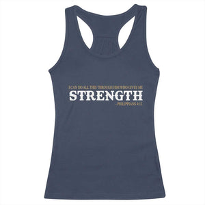 Christian Bible Racerback Tank Top Philippians 4:13 Motivational Quote Inspirational Bible Verses TS10 Navy Print Your Wear