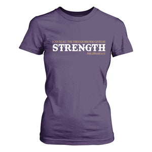 Christian Bible T Shirt For Women Philippians 4:13 Motivational Quote Inspirational Bible Verses TS10 Purple Print Your Wear