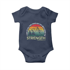 Vintage Christian Bible Baby Onesie Philippians 4:13 Motivational Quote Inspirational Bible Verses TS10 Navy Print Your Wear