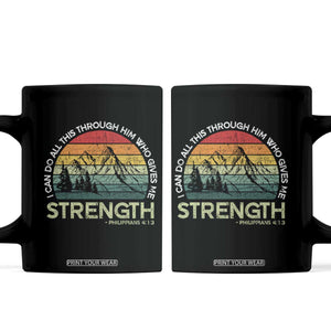 Vintage Christian Bible Coffee Mug Philippians 4:13 Motivational Quote Inspirational Bible Verses TS10 Black Print Your Wear