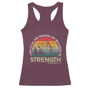 Vintage Christian Bible Racerback Tank Top Philippians 4:13 Motivational Quote Inspirational Bible Verses TS10 Maroon Print Your Wear
