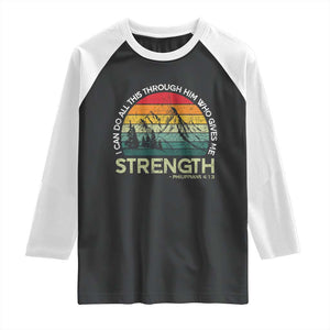 Vintage Christian Bible Raglan Shirt Philippians 4:13 Motivational Quote Inspirational Bible Verses TS10 Black White Print Your Wear