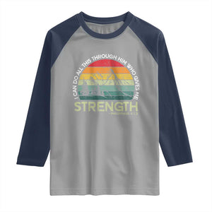 Vintage Christian Bible Raglan Shirt Philippians 4:13 Motivational Quote Inspirational Bible Verses TS10 Sport Gray Navy Print Your Wear