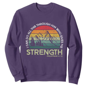 Vintage Christian Bible Sweatshirt Philippians 4:13 Motivational Quote Inspirational Bible Verses TS10 Purple Print Your Wear