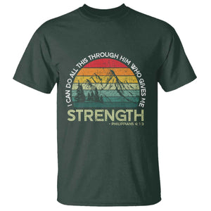 Vintage Christian Bible T Shirt Philippians 4:13 Motivational Quote Inspirational Bible Verses TS10 Dark Forest Green Print Your Wear
