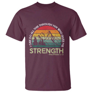 Vintage Christian Bible T Shirt Philippians 4:13 Motivational Quote Inspirational Bible Verses TS10 Maroon Print Your Wear