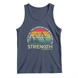 Vintage Christian Bible Tank Top Philippians 4:13 Motivational Quote Inspirational Bible Verses TS10 Navy Print Your Wear