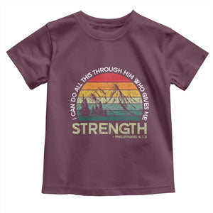 Vintage Christian Bible Toddler T Shirt Philippians 4:13 Motivational Quote Inspirational Bible Verses TS10 Maroon Print Your Wear