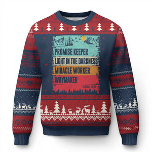 Vintage Christian Worship Ugly Christmas Sweater Isaiah 42:16 Waymaker Promise Keeper Miracle Worker TS10 Navy Red Print Your Wear