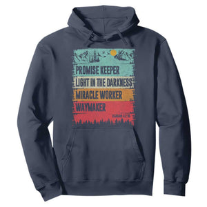Vintage Christian Worship Hoodie Isaiah 42:16 Waymaker Promise Keeper Miracle Worker TS10 Navy Print Your Wear