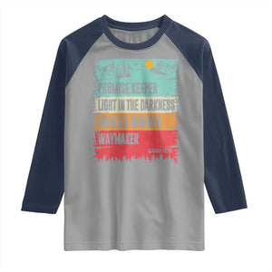 Vintage Christian Worship Raglan Shirt Isaiah 42:16 Waymaker Promise Keeper Miracle Worker TS10 Sport Gray Navy Print Your Wear