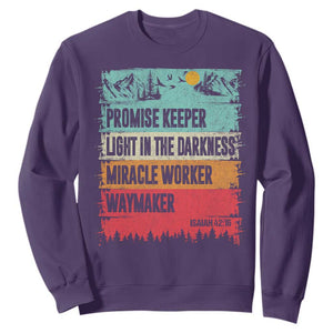 Vintage Christian Worship Sweatshirt Isaiah 42:16 Waymaker Promise Keeper Miracle Worker TS10 Purple Print Your Wear