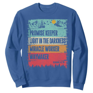Vintage Christian Worship Sweatshirt Isaiah 42:16 Waymaker Promise Keeper Miracle Worker TS10 Royal Blue Print Your Wear
