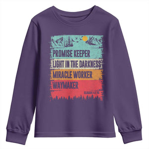 Vintage Christian Worship Youth Sweatshirt Isaiah 42:16 Waymaker Promise Keeper Miracle Worker TS10 Purple Print Your Wear