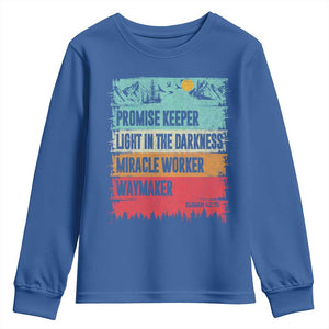 Vintage Christian Worship Youth Sweatshirt Isaiah 42:16 Waymaker Promise Keeper Miracle Worker TS10 Royal Blue Print Your Wear