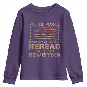 US Flag Constitution Of The USA Needs To Be Reread Youth Sweatshirt Patriotic American 4th Of July We The People TS10 Purple Print Your Wear