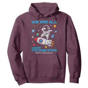 Autism Acceptance Hoodie We Are All Under The Same Stars TS10 Maroon Print Your Wear