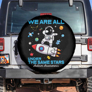 Autism Acceptance Spare Tire Cover We Are All Under The Same Stars TS10 No hole Black Print Your Wear