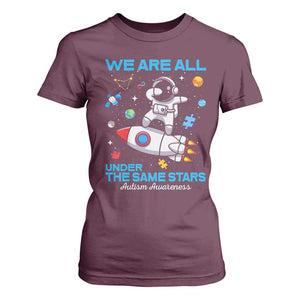 Autism Acceptance T Shirt For Women We Are All Under The Same Stars TS10 Maroon Print Your Wear
