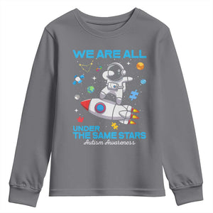 Autism Acceptance Youth Sweatshirt We Are All Under The Same Stars TS10 Charcoal Print Your Wear