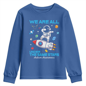 Autism Acceptance Youth Sweatshirt We Are All Under The Same Stars TS10 Royal Blue Print Your Wear