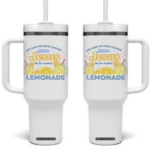 Life Gave Me Some Lemons Tumbler With Handle Funny Lemonade Jesus Christian TS10 One Size: 40 oz White Print Your Wear