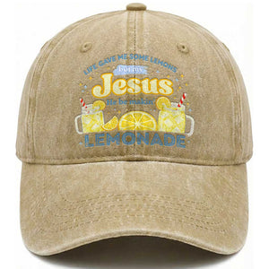 Life Gave Me Some Lemons Washed Cotton Baseball Cap Funny Lemonade Jesus Christian TS10 Print Your Wear
