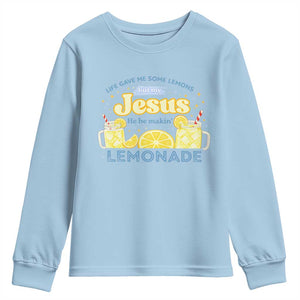 Life Gave Me Some Lemons Youth Sweatshirt Funny Lemonade Jesus Christian TS10 Light Blue Print Your Wear