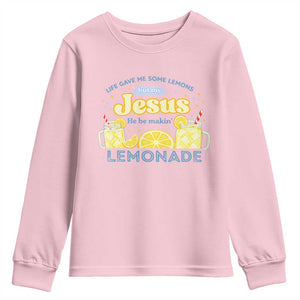 Life Gave Me Some Lemons Youth Sweatshirt Funny Lemonade Jesus Christian TS10 Light Pink Print Your Wear