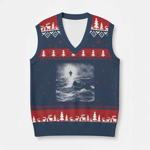 Christian Faith V-Neck Knit Sweater Vest Walk On Water Distressed Bible Verse TS10 Navy Red Print Your Wear