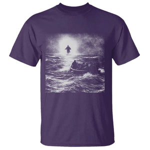 Christian Faith T Shirt Walk On Water Distressed Bible Verse TS10 Purple Print Your Wear