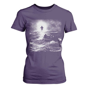 Christian Faith T Shirt For Women Walk On Water Distressed Bible Verse TS10 Purple Print Your Wear