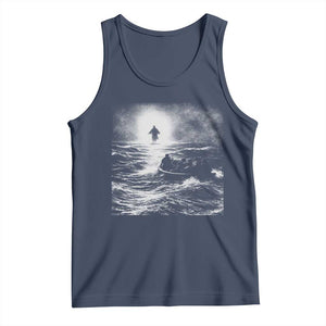 Christian Faith Tank Top Walk On Water Distressed Bible Verse TS10 Navy Print Your Wear