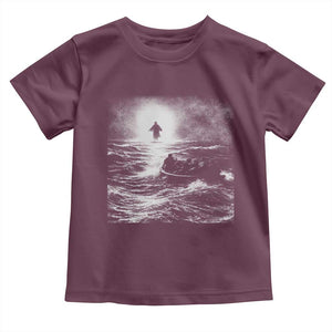 Christian Faith Toddler T Shirt Walk On Water Distressed Bible Verse TS10 Maroon Print Your Wear