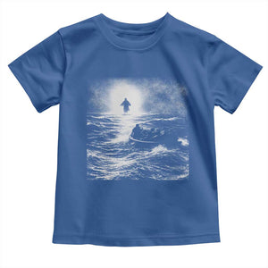 Christian Faith Toddler T Shirt Walk On Water Distressed Bible Verse TS10 Royal Blue Print Your Wear