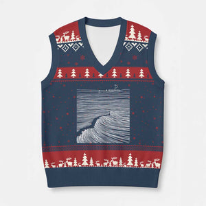 Christian Faith V-Neck Knit Sweater Vest Walk On Water Boho Bible Verse TS10 Navy Red Print Your Wear